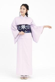 【たゆたふ】30秒で着られる色無地 袷　六花（ROCCA）（薄紫　Ｌサイズ）