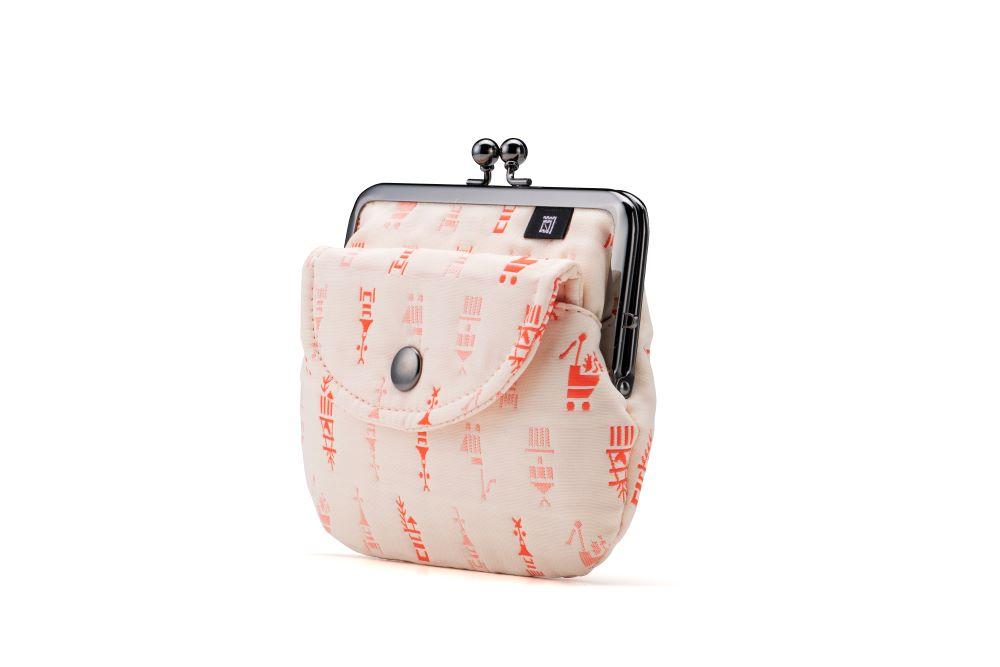 【荒川】 京都ならでは！ふっくらふくれ織親子がま口 鉾柄【白×赤】