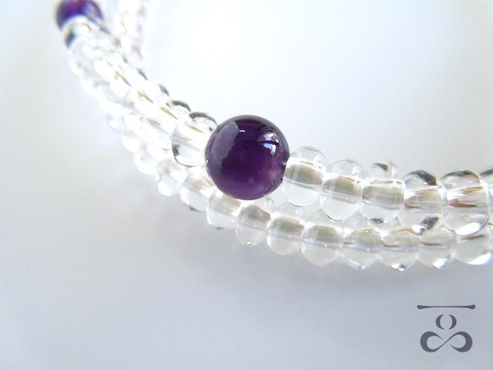 【京都 安田念珠店】 ≪一品（ひとしな）シリーズ≫ 水晶108玉ブレス紫水晶仕立