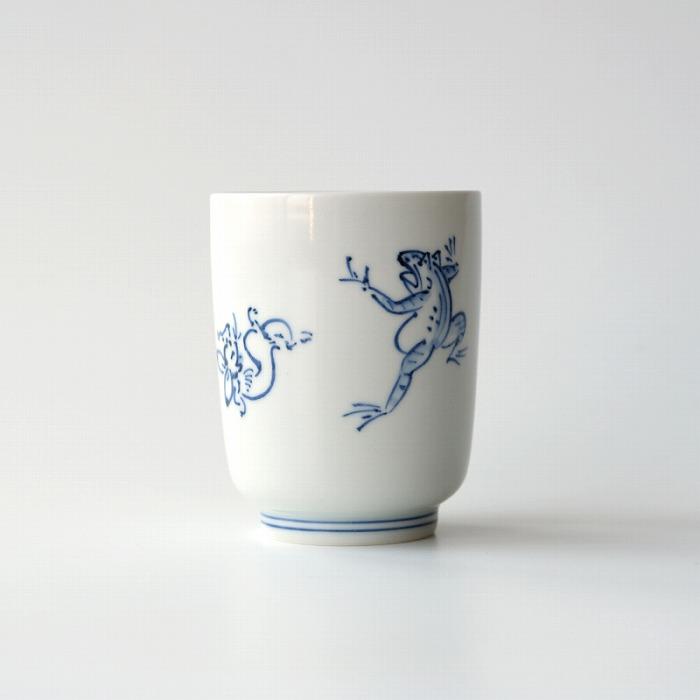 【たち吉】鳥獣戯画 湯呑 染付