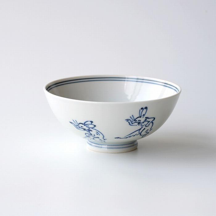 【たち吉】鳥獣戯画 飯茶碗 染付