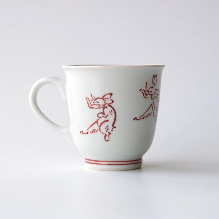 【たち吉】鳥獣戯画 マグ 赤絵