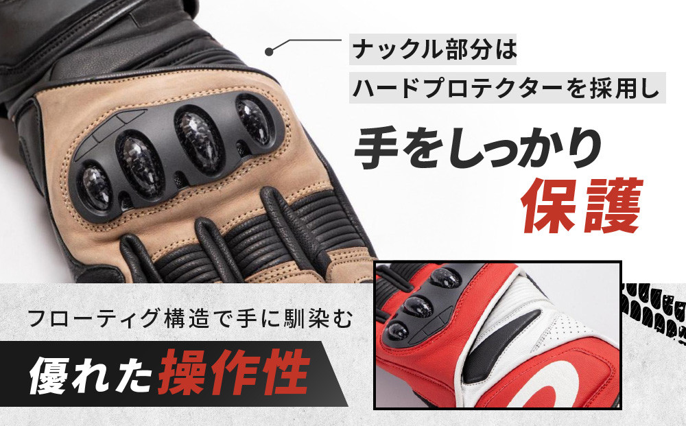 【デグナー】レーシンググローブ ホワイトーレッド[RG-11]【サイズS】［ 京都 八王子 バイクギア グローブ 人気 おすすめ 革 レザー ツーリング ライダー バイカー バイク ブランド メーカー ギア パーツ ］