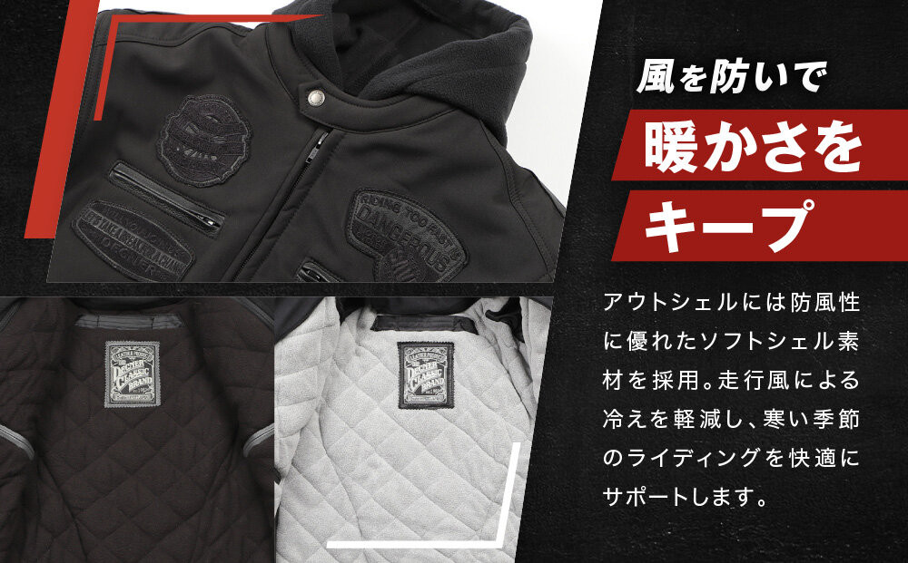 【デグナー】ソフトシェルジャケット[22WJ-10] グレー Mサイズ｜京都 バイクギア 人気ブランド ジャケット バイク［ ライディングジャケット フリースインナー 防風 プロテクター 安全性 ツーリング ライダー バイカー アウトドア おしゃれ かっこいい 人気 おすすめ 送料無料 ふるさと納税 ］