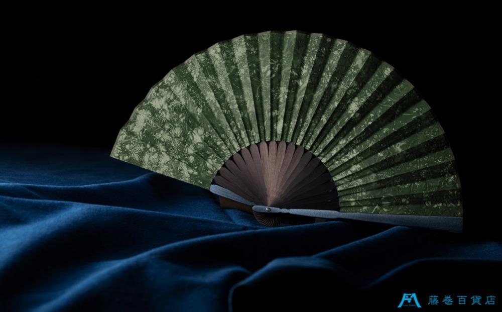 藤巻百貨店別注 創業300年白竹堂×伝統工芸士重野泰正 鹿革（ディアスキン）京鹿の子絞り扇子【グリーン】