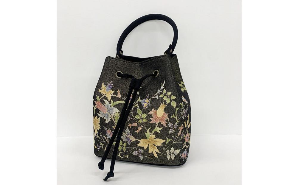 【京都丸紅】V&A京友禅巾着バッグ（ブラック）