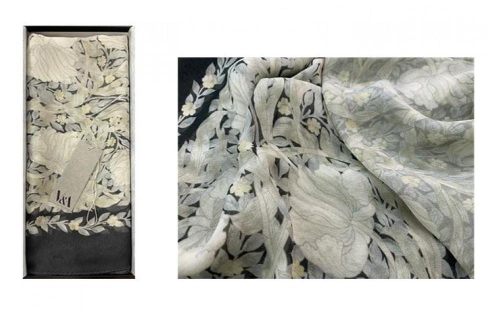 【京都丸紅】V&Aシルクオーガンジーショール（モノトーン）