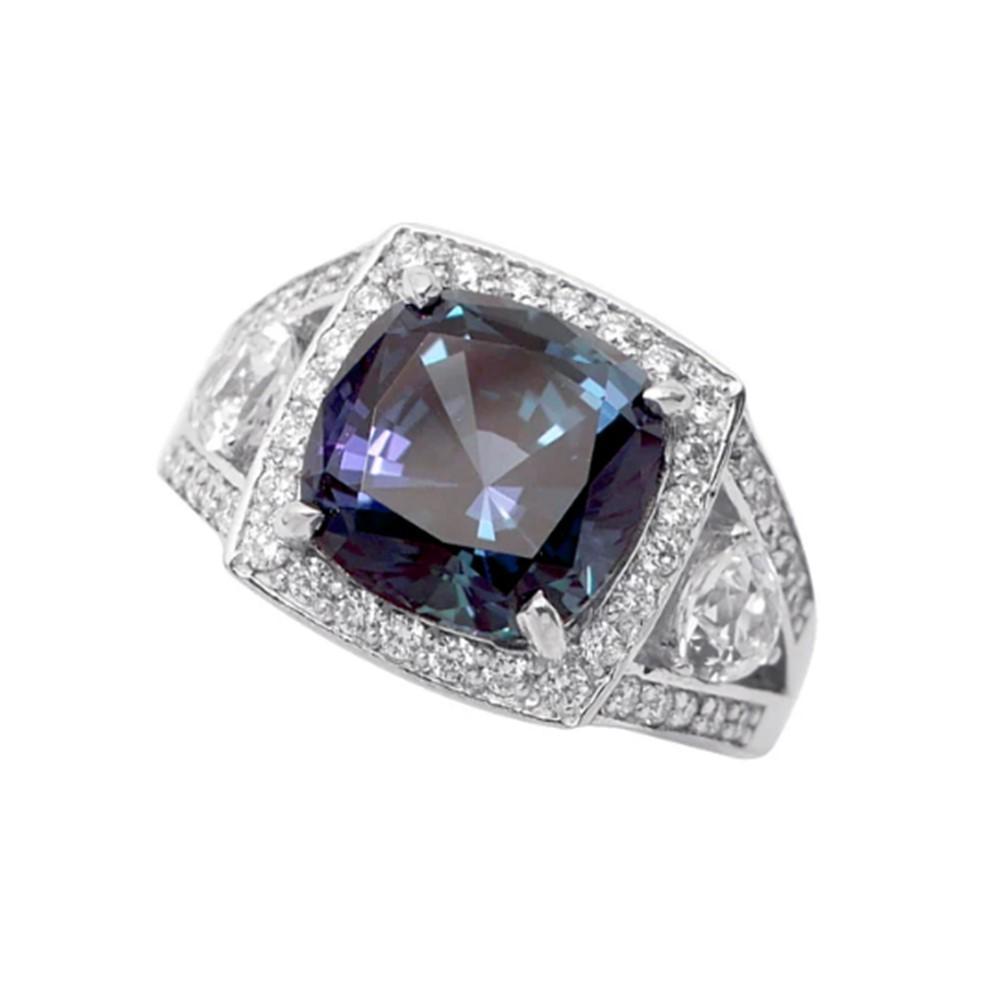 【高島屋選定品】＜京セラ＞クレサンベール＜アレキサンドライト／ダイヤモンド／プラチナ＞PT900 リング クッションカット 6月誕生石 ［ 京都 宝石 ジュエリー 人気 おすすめ 高級  特別 おしゃれ ファッション ブランド ダイヤ アレキサンドライト ］