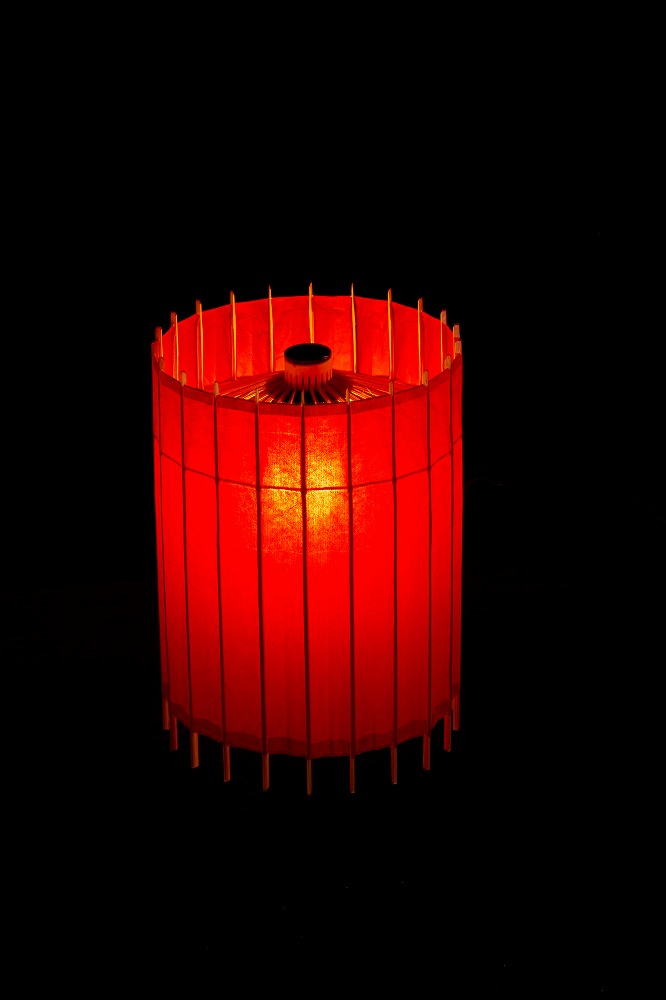 【日吉屋】自立式テーブルスタンド照明 和紙の色（赤）