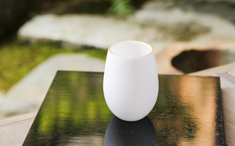 【陶あん】釉玻璃カップ（金フチ）