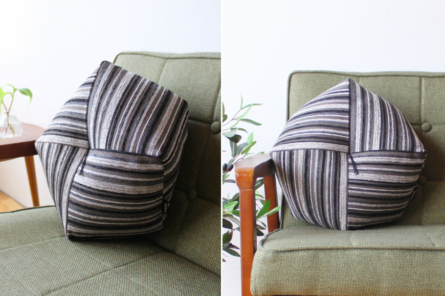 【洛中高岡屋】シンプルなデザインと素材感 おじゃみ座布団＜グラフ・ブラック＞[ 京都 老舗 座ぶとん クッション お手玉 黒 ストライプ リラックスアイテム 人気 おすすめ ラクに座れる 座り心地抜群 おしゃれ インテリア ギフト プレゼント お取り寄せ 通販 送料無料 ふるさと納税 ]