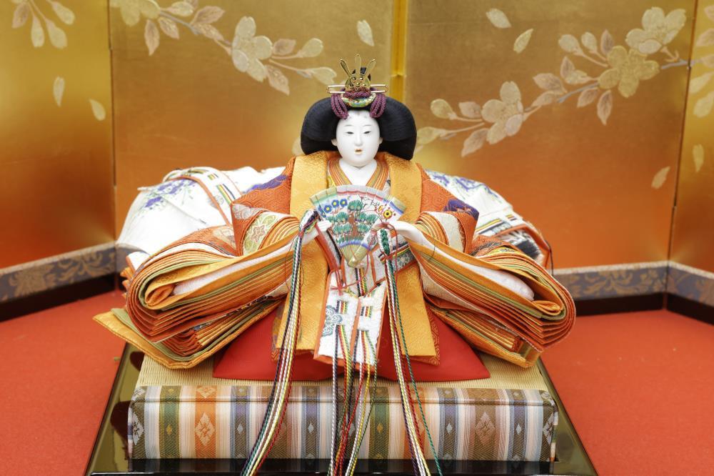 【安藤人形店】黄櫨染 桐竹鳳凰麒麟文（こうろせん/雛人形）