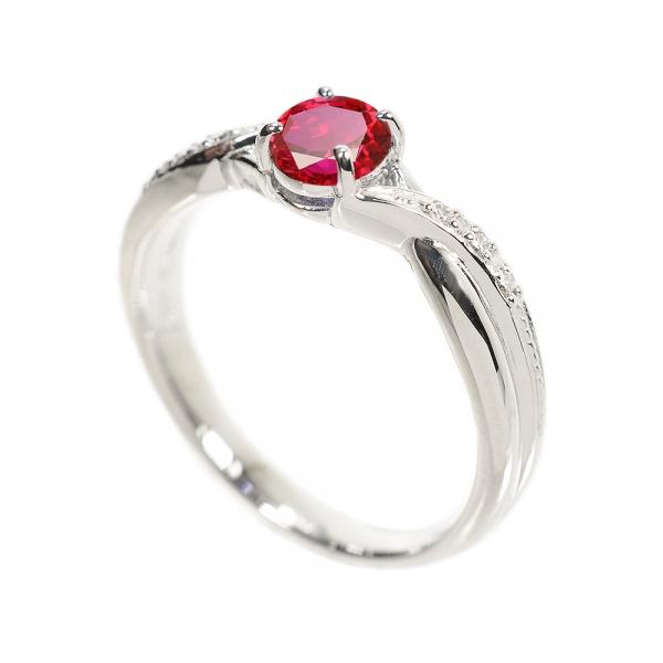 【京セラ】クレサンベール〈ルビー・天然ダイヤモンド〉リング【オーバルカット/メレダイヤ/クロス/7月誕生石/K18ホワイトゴールド/BRGR2653】