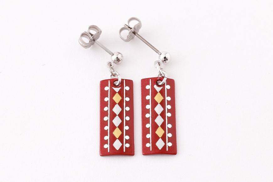 【中嶋象嵌】長四角　イヤリング〈ダイヤ〉