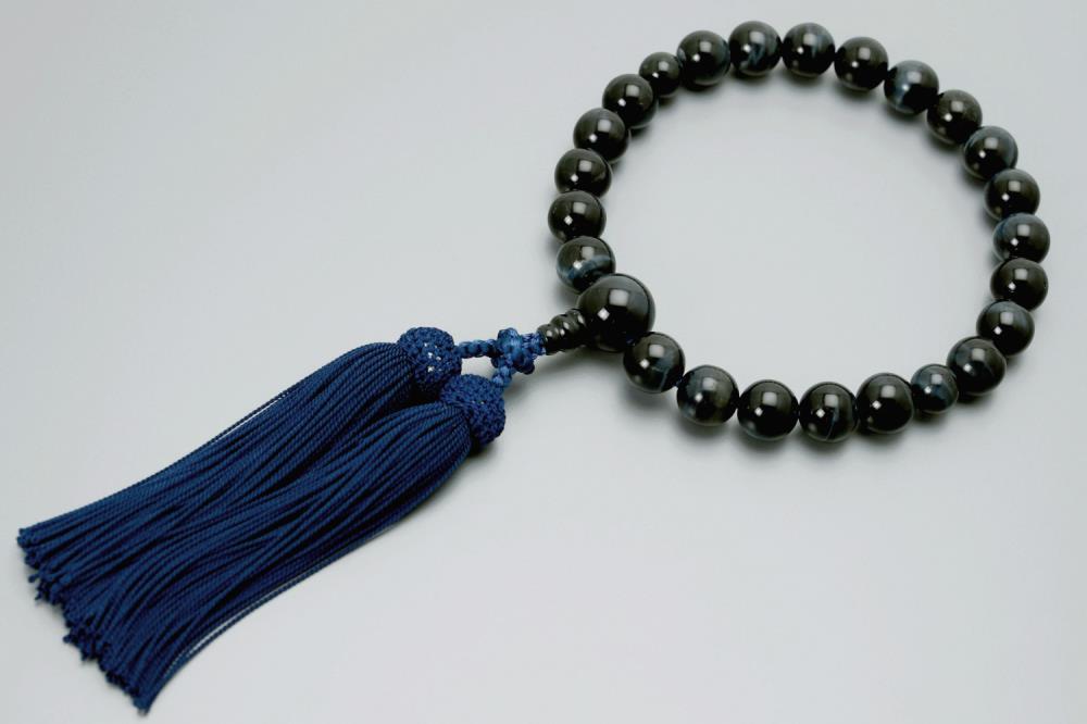 【京念珠】数珠 厳選 青虎目石 正絹房【土屋念珠店/男性用/メンズ/念珠/略式/3599】