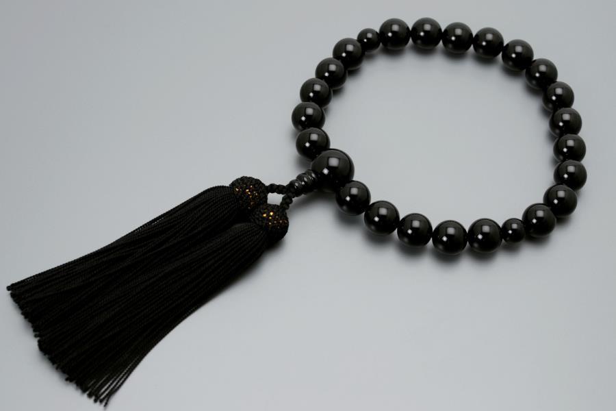 【京念珠】数珠 黒オニキス 正絹房【土屋念珠店/男性用/メンズ/念珠/略式/3649】