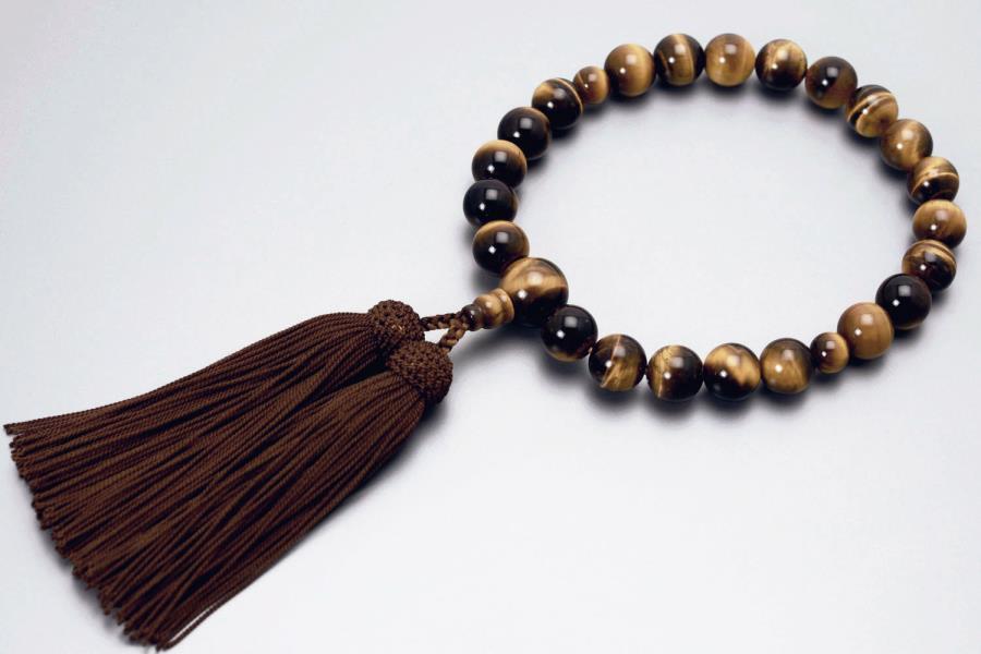 【京念珠】数珠 虎目石 正絹房【土屋念珠店/男性用/メンズ/念珠/略式/3646】