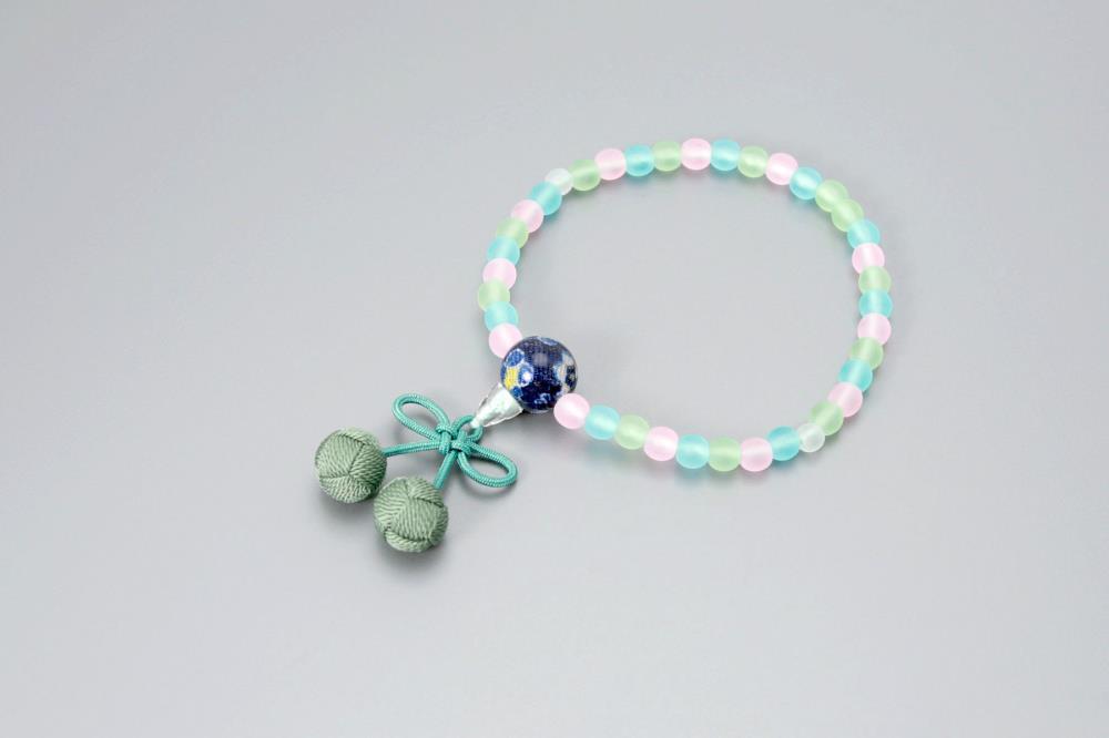 【京念珠】数珠 こどもじゅず サクランボ(グリーン)【土屋念珠店/子供用/子ども/念珠/略式/3792】