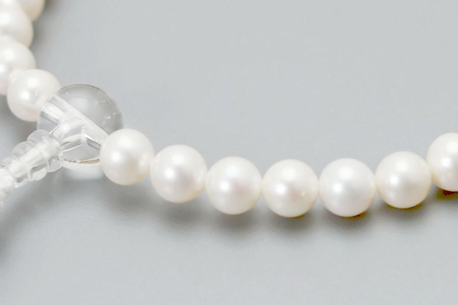 【京念珠】数珠 淡水真珠 水晶 正絹房【土屋念珠店/女性用/レディース/念珠/略式/3702】