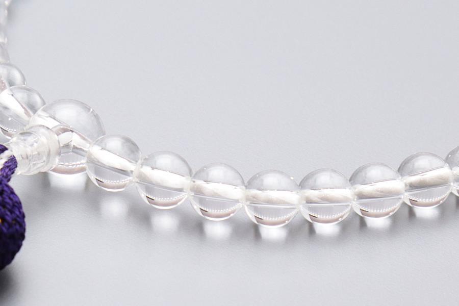 【京念珠】数珠 上 水晶 正絹頭房【土屋念珠店/女性用/レディース/念珠/略式/3696】