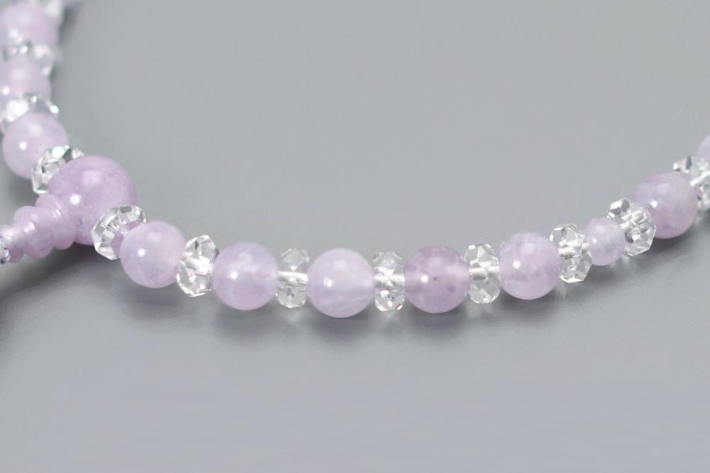 【京念珠】 藤雲石 7mm玉 正絹松風頭房【土屋念珠店/女性用/レディース/念珠/略式/3733】