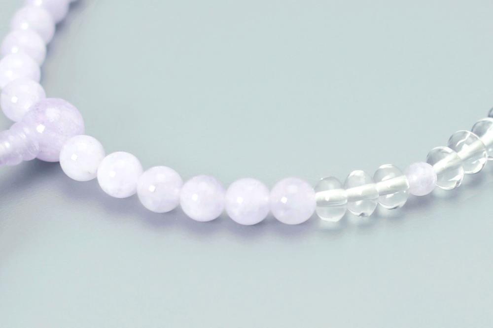 【京念珠】 藤雲石 7mm玉 七条水晶 銀花カガリ房【土屋念珠店/女性用/レディース/念珠/略式/3732】