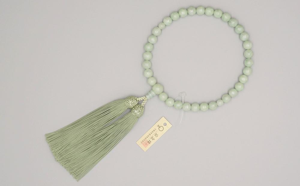 【神戸珠数店】〈京念珠〉上ビルマ翡翠 女性用数珠 【数珠袋付き】