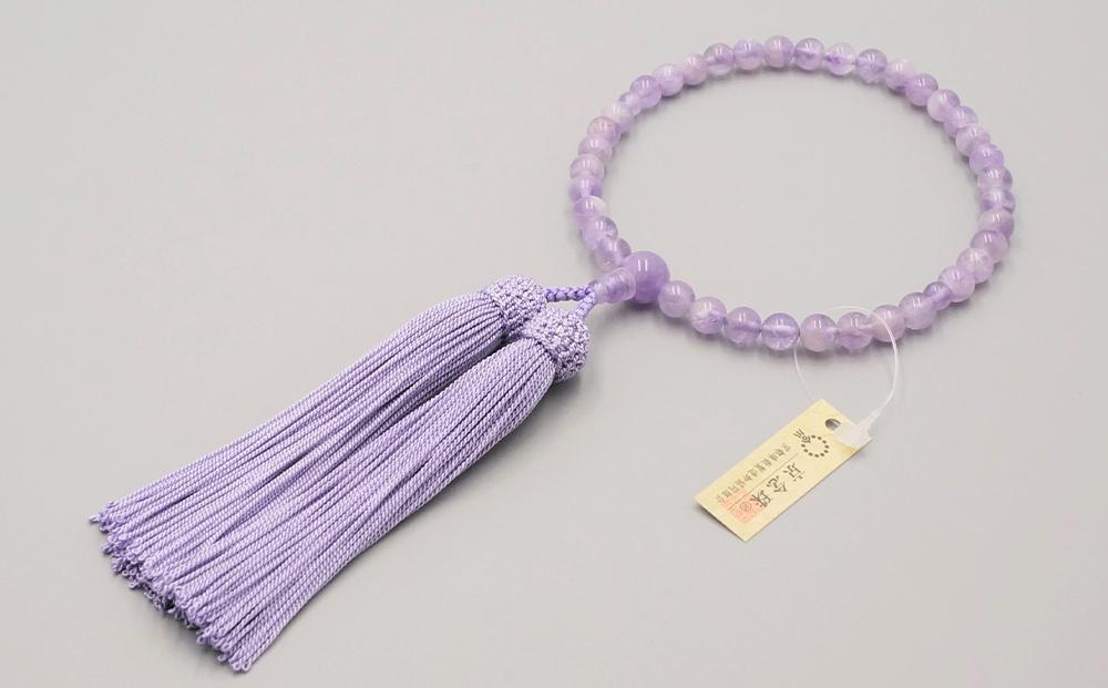 【神戸珠数店】〈京念珠〉 紫雲石 女性用数珠【数珠袋付き】