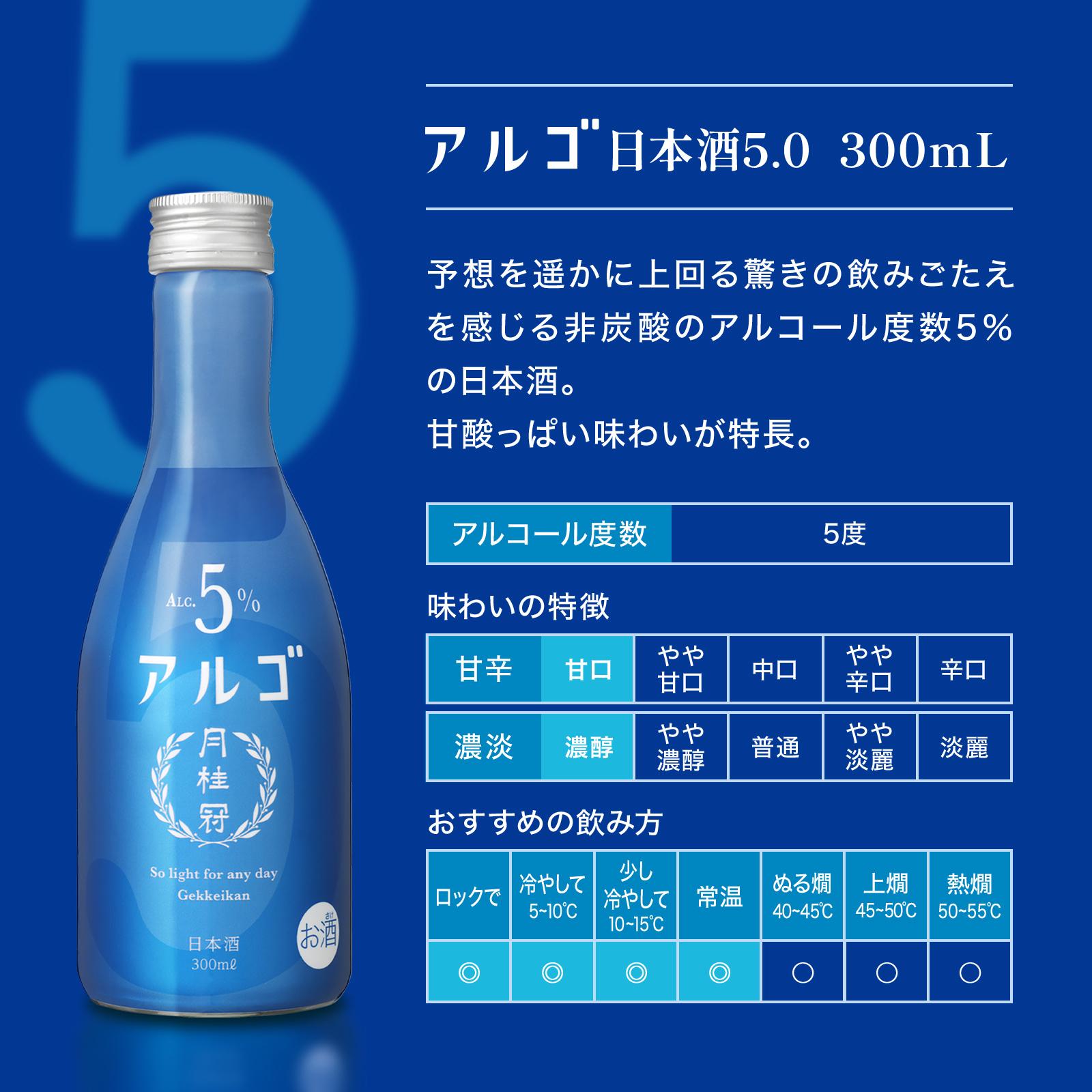 【月桂冠】 アルゴ ALc5% ＜３００ｍL＞×12本 ［ 京都 伏見 ゲッケイカン アルコール度数5％ 気軽に楽しむ日本酒 人気 おすすめ お酒 日本酒 晩酌 日常使い ご自宅用 ギフト プレゼント お取り寄せ 通販 送料無料 ふるさと納税］	