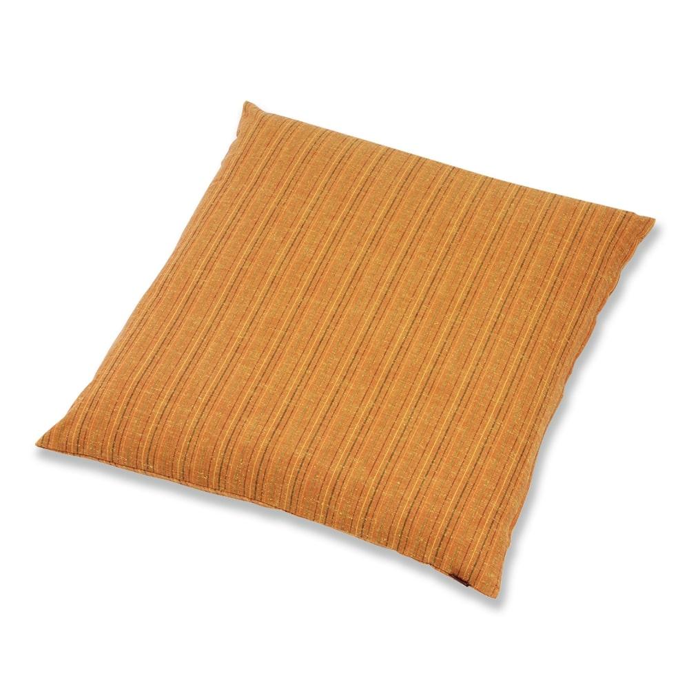 【工夫庵】唐桟縞（とうざんじま）座布団 オレンジ（2枚セット）（OR）