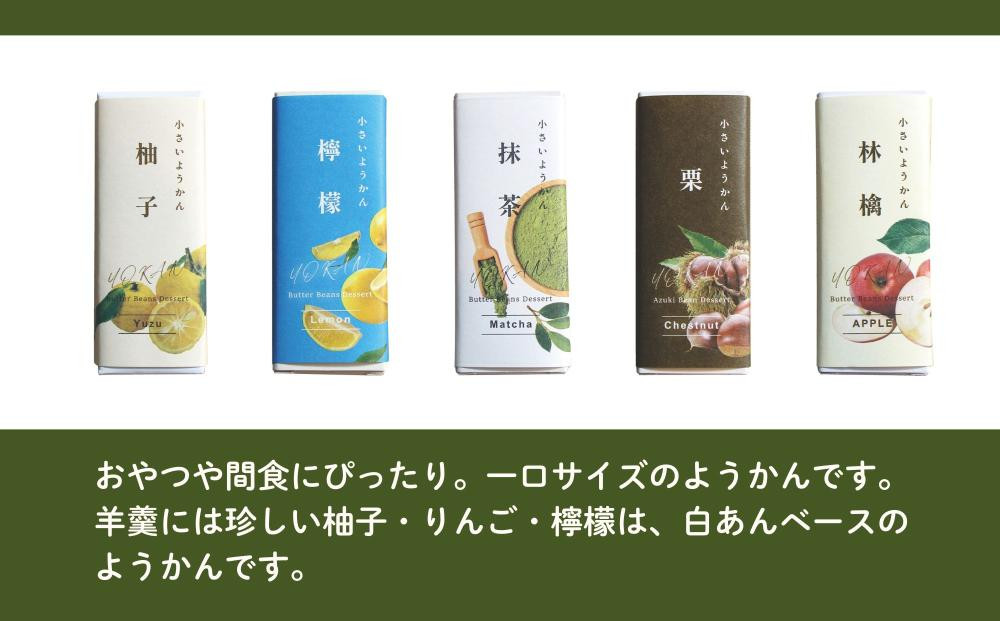 【孔葉堂】小さいようかん5種セット | 京都 ようかん 人気［ 土産店で大人気 梅昆布茶と相性抜群 和菓子 栗羊羹 抹茶 柚子 檸檬 りんご  人気 おすすめ お取り寄せ 通販 送料無料 ふるさと納税 ］