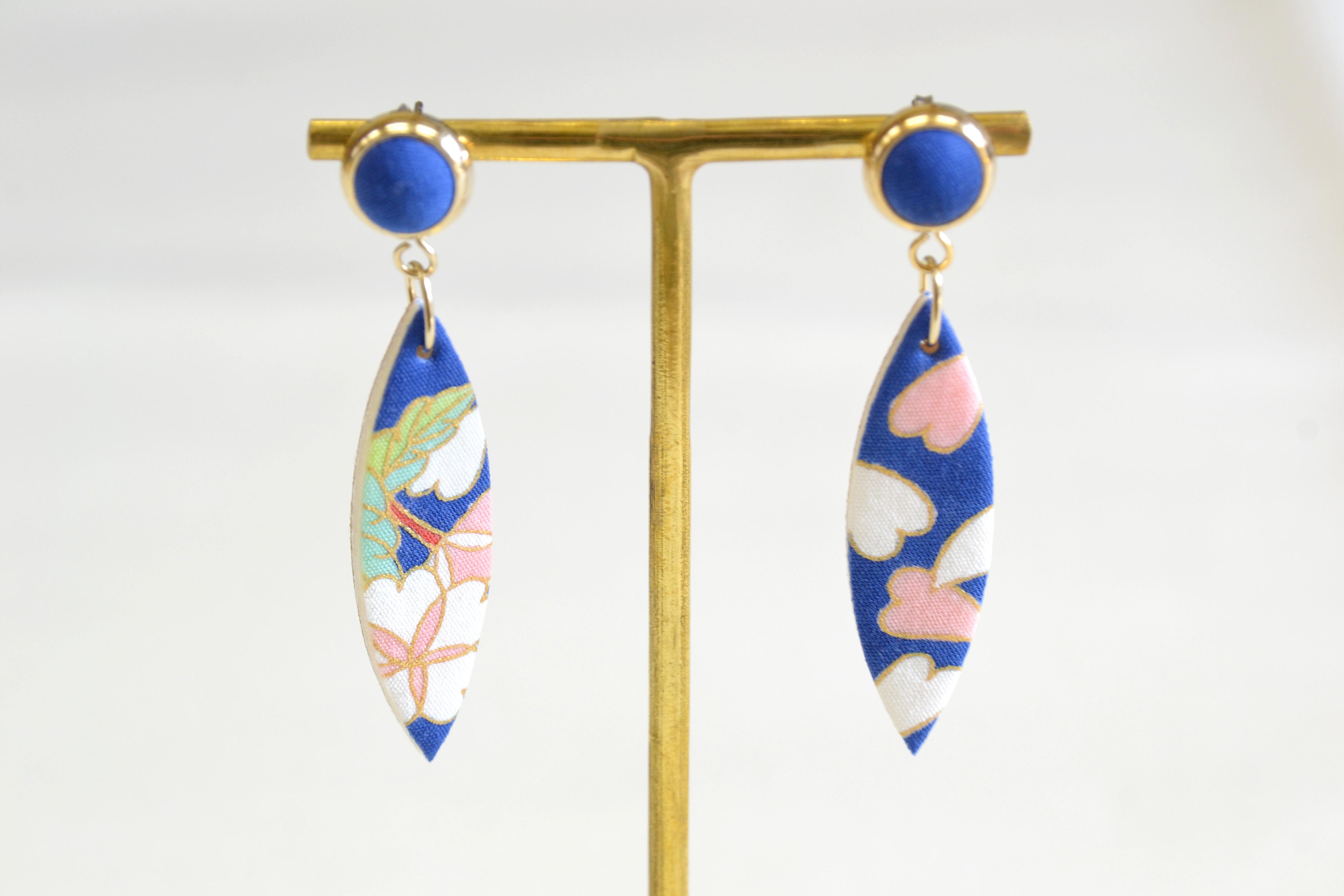 【染工房正茂】手描友禅 ピアス・イヤリング（ファブリックアクセサリー）《桜》