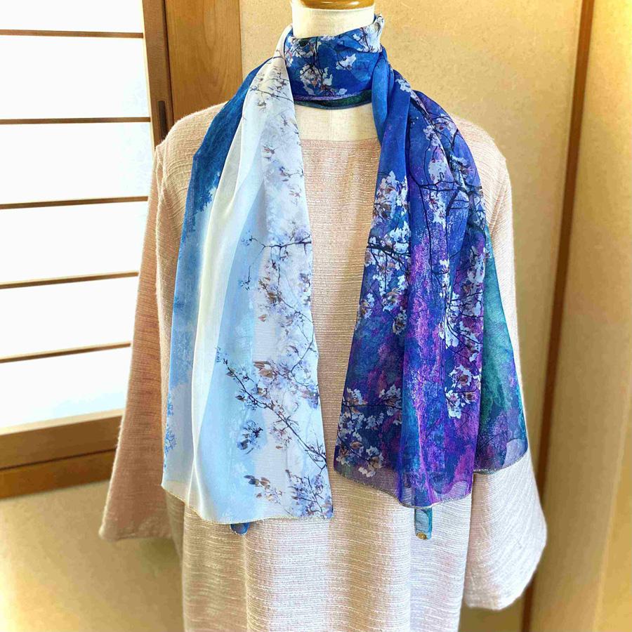 【マルナカ商事】京都スカーフ　「高雄　～桜～」1枚