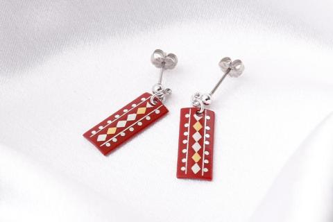 【中嶋象嵌】長四角　イヤリング〈ダイヤ〉