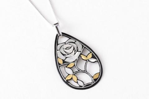 【中嶋象嵌】透かしバラペンダント