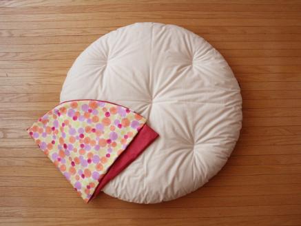 【洛中高岡屋】せんべい座ぶとん（撥水ヌード座布団＆洗えるカバーセット）（しゃぼんはる&躑躅色）