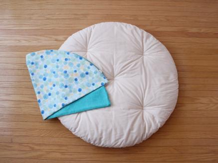 【洛中高岡屋】せんべい座ぶとん（撥水ヌード座布団＆洗えるカバーセット）（しゃぼんふゆ&藍玉）