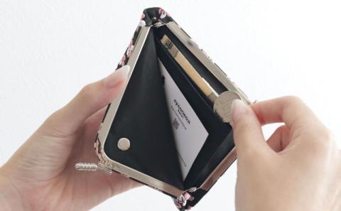 【AYANOKOJI】天溝がま口ウォレット(流花 黒)