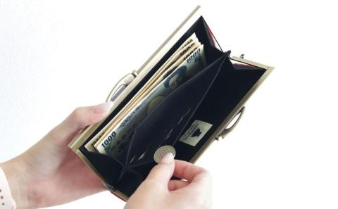 【AYANOKOJI】復刻型がま口長財布(帯地風車柄　赤)