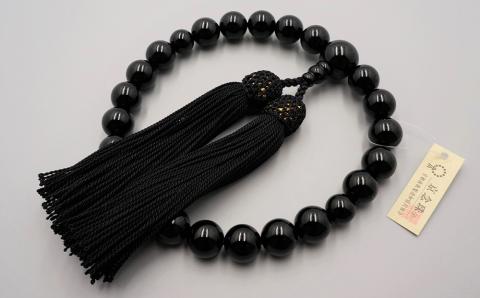 【神戸珠数店】〈京念珠〉 黒オニキス 男性用数珠【数珠袋付き】