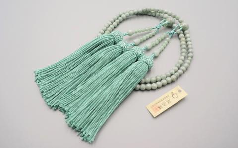 【神戸珠数店】〈京念珠〉 本翡翠 女性用本式数珠【数珠袋付き】