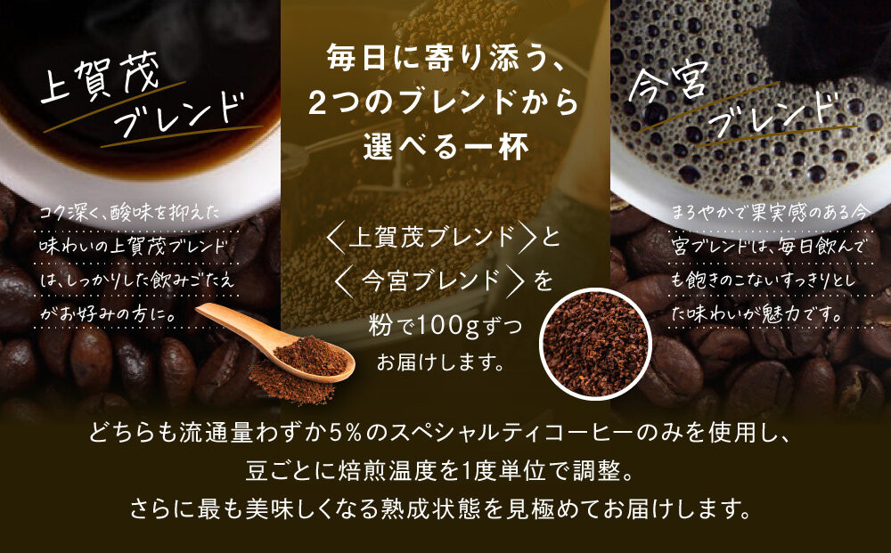【AMANO COFFEE ROASTERS】スペシャリティコーヒー 上賀茂ブレンド100g 今宮ブレンド100g＜粉タイプ＞｜京都 コーヒー 人気ブランド［ 京都 アマノコーヒー スペシャルティコーヒー豆専門店 ブレンドコーヒー 人気 おすすめ ギフト お取り寄せ 通販 送料無料 ふるさと納税 ]