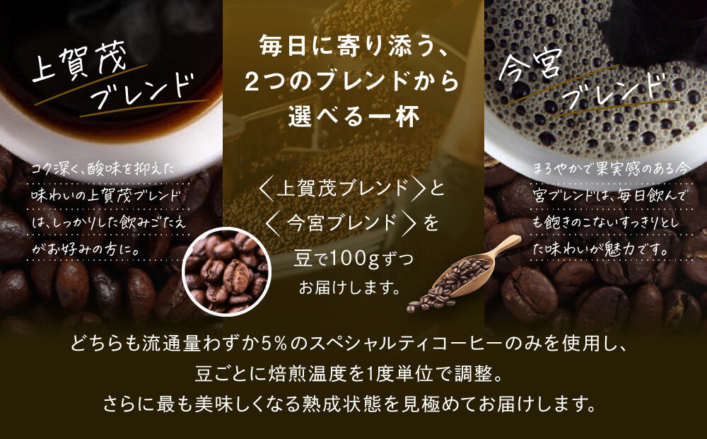 【AMANO COFFEE ROASTERS】スペシャリティコーヒー 上賀茂ブレンド100g 今宮ブレンド100g＜豆タイプ＞｜京都 コーヒー 人気ブランド［ 京都 アマノコーヒー スペシャルティコーヒー豆専門店 ブレンドコーヒー 人気 おすすめ ギフト お取り寄せ 通販 送料無料 ふるさと納税 ]