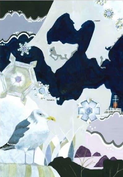 【京都工芸染匠協同組合】石川さゆりさんデビュー50周年記念 コンペ特別賞受賞 付下げ着尺【B】「津軽海峡・冬景色俯瞰図」