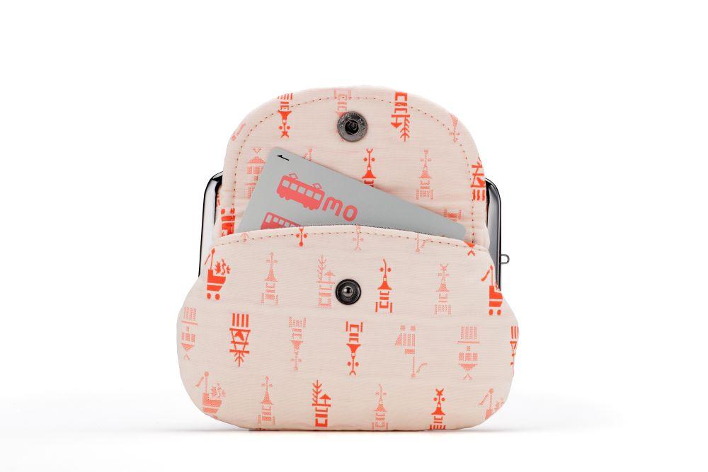 【荒川】 京都ならでは！ふっくらふくれ織親子がま口 鉾柄【白×赤】