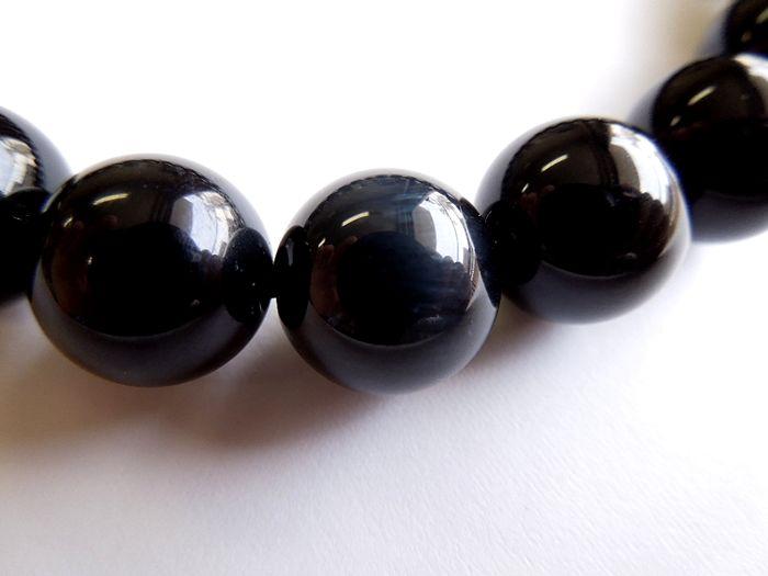 【京都 安田念珠店】 紺虎目石 男性用 片手念珠（数珠）  正絹鉄紺房