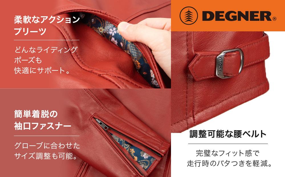 【デグナー】クラシック×花山コラボジャケット21SJ-14K  レッド 鉄流水雪輪 〈Mサイズ〉［ 京都 バイクギア ジャケット 人気 おすすめ 革 レザー ツーリング ライダー バイカー バイク ブランド メーカー ギア パーツ ］