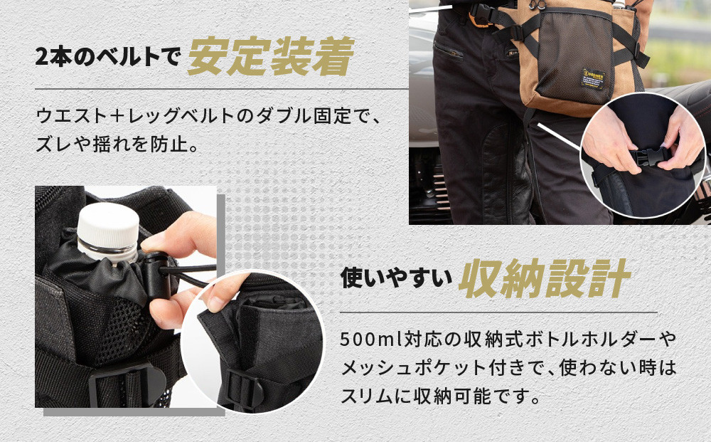 【デグナー】ホルスターバッグ [NB-204]  ＜ネイビーヒッコリー＞［ 京都 バイク 革製品 ブランド ホルスター バッグ 人気 おすすめ おしゃれ 収納 鞄 革 ツーリング ライダー バイカー バイクギア メーカー ギア パーツ 送料無料 ふるさと納税 ］