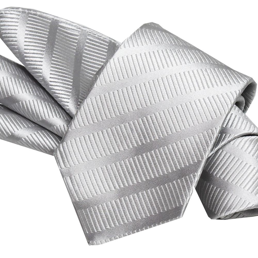 【クラバットウエダ】西陣織ネクタイ＆ポケットチーフセット（シルバー）