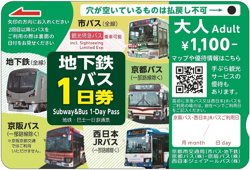 【京都市交通局】地下鉄・バス１日券（大人券３枚セット）｜電車 バス 乗車 1日 チケット［ 京都市営地下鉄 バス全線 京都バス 京阪バス 西日本JRバス 1日券 乗り放題  地下鉄・バスなび マップ付き 人気 おすすめ 旅行 観光 ふるさと納税 ］